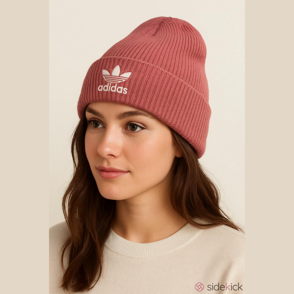 Adidas Rose Pink Ribbed Beanie Acrylic Women One Size Fits Most